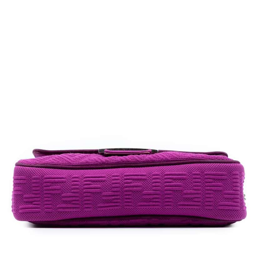 Fendi Zucca Embossed Technical Fabric Chain Midi Baguette Purple Very good condition - Inside View