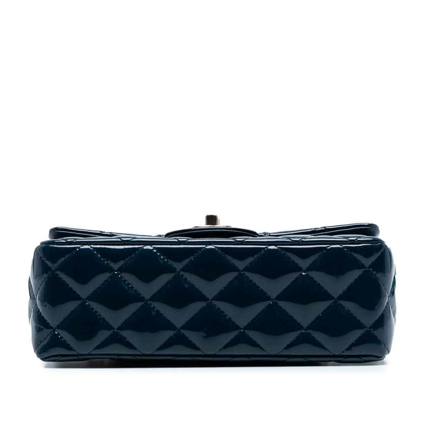 Chanel Mini Rectangular Classic Patent Single Flap Blue Leather Good condition - Inside View