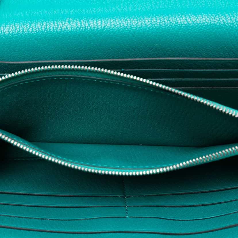 Hermès Chevre Mysore Kelly Longue Wallet Blue Leather Fair condition - Model View