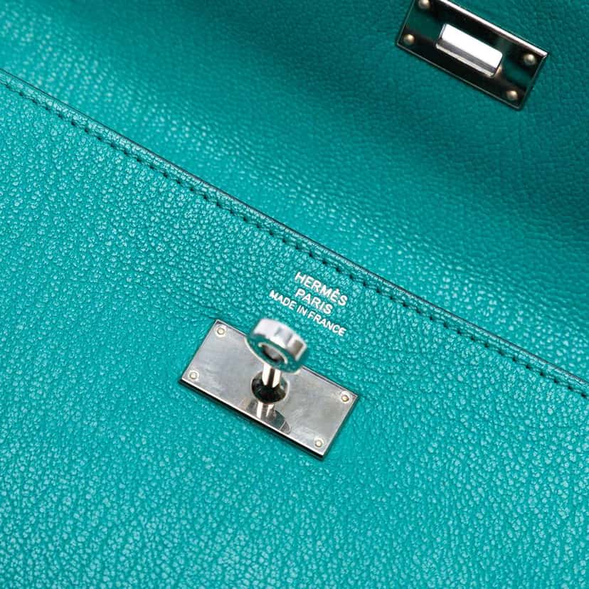 Hermès Chevre Mysore Kelly Longue Wallet Blue Leather Fair condition - Box View