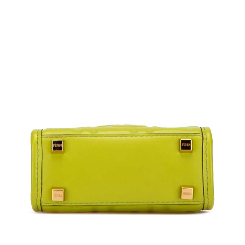 Fendi Mini Zucca Embossed Leather Sunshine Shopper Tote Green Leather Very good condition - Inside View