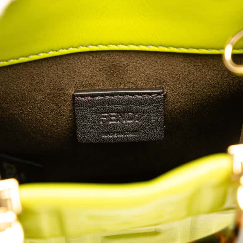 Fendi Mini Zucca Embossed Leather Sunshine Shopper Tote Green Leather Very good condition - Box View