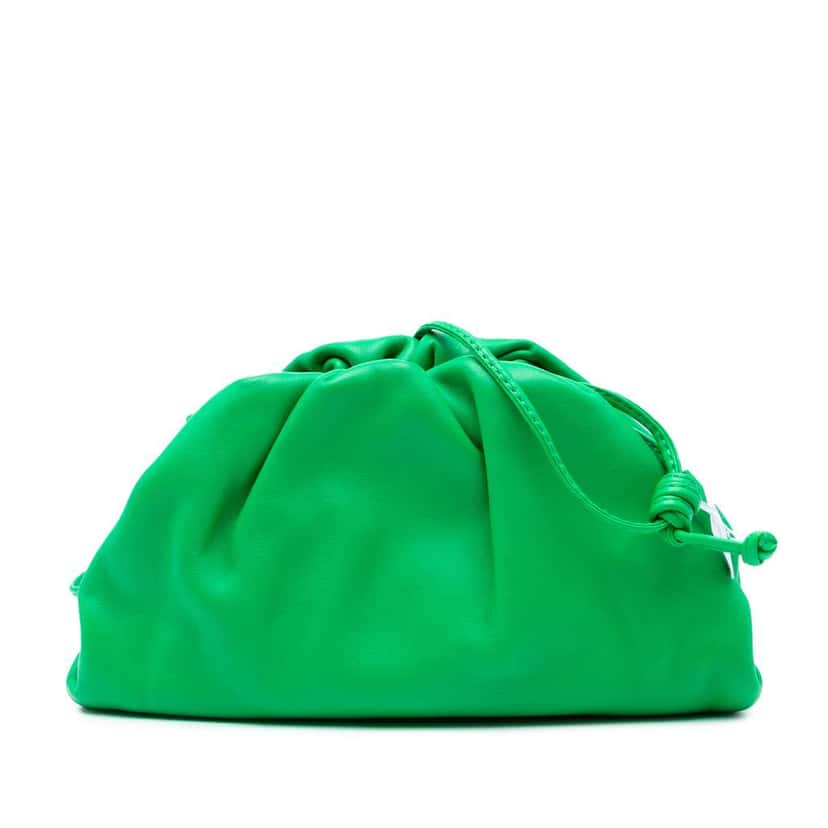 Bottega Veneta Lambskin The Mini Pouch Crossbody Green Leather Good condition - Front View