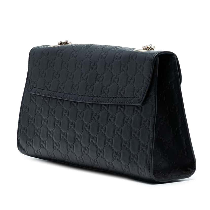 Gucci Medium Guccissima Emily Shoulder Bag Black Leather Good condition - Back View
