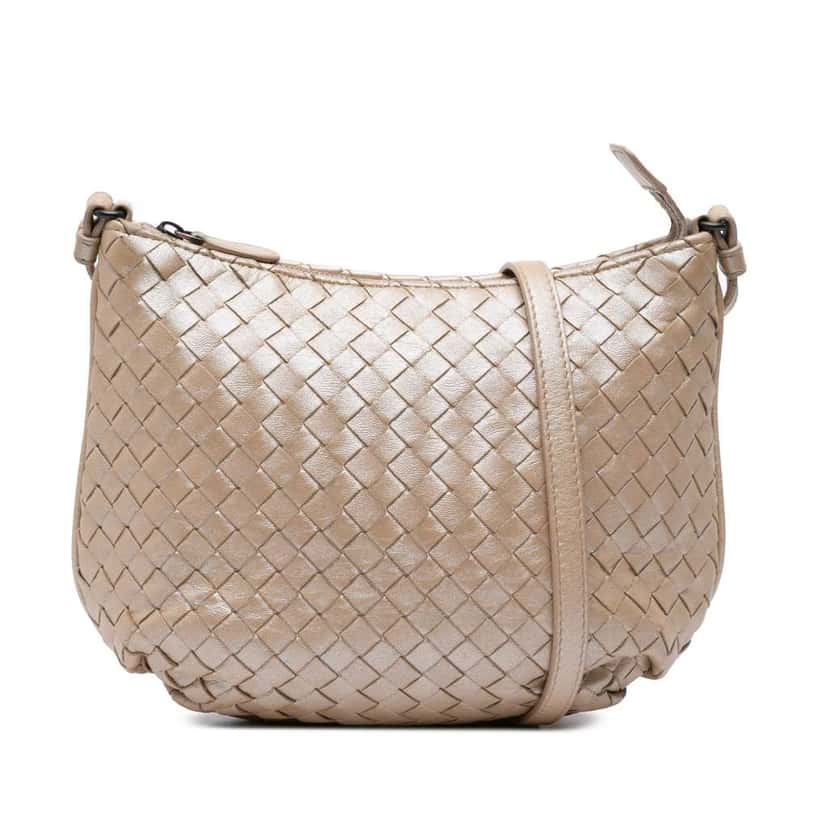 Bottega Veneta Nappa Intrecciato Crossbody Gold Leather Good condition - Front View