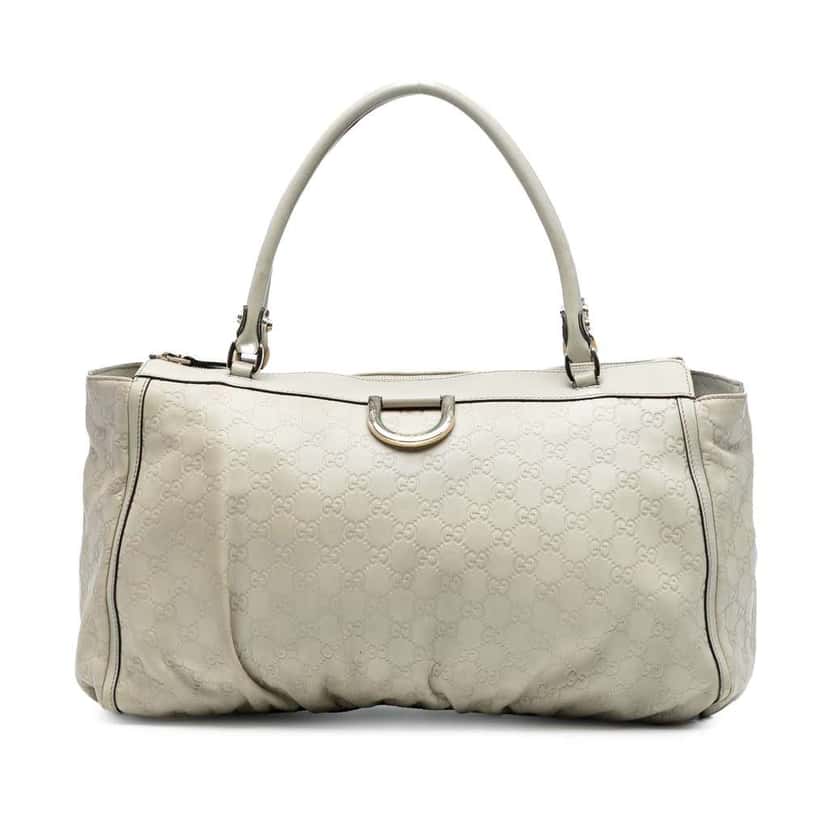 Gucci Guccissima Abbey D Ring Tote White Leather Very good condition - Front View