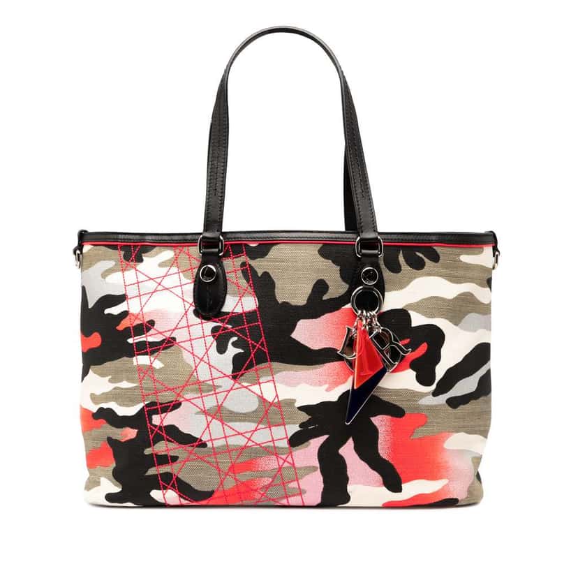 Dior Anselm Reyle Medium Canvas Camouflage Tote Grey Canvas Good condition - Front View