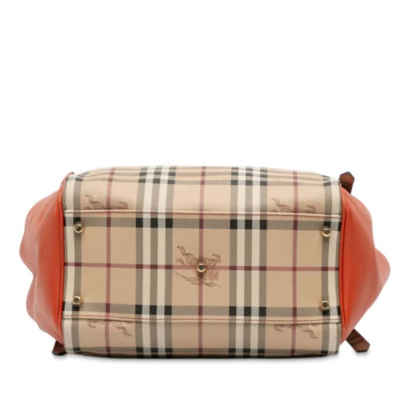 Burberry Small Leather Trimmed Haymarket Check Coated Canvas Canterbury Tote Brown Canvas Good condition - Inside View