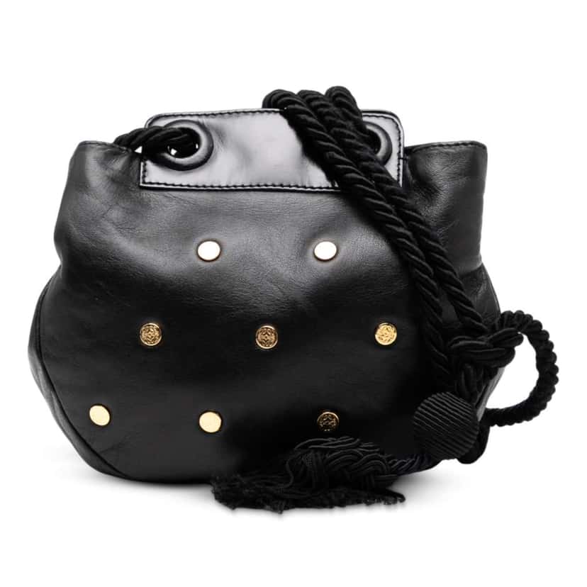 Loewe Studded Leather Drawstring Crossbody Black Leather Good condition - Front View
