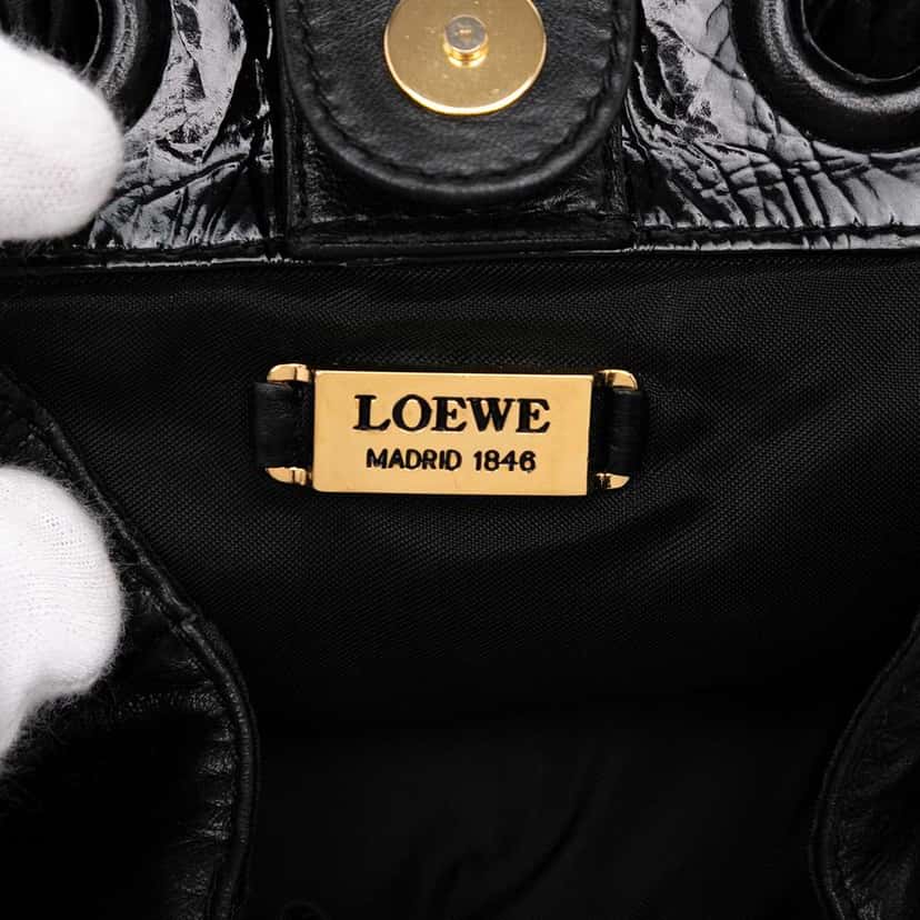 Loewe Studded Leather Drawstring Crossbody Black Leather Good condition - Box View