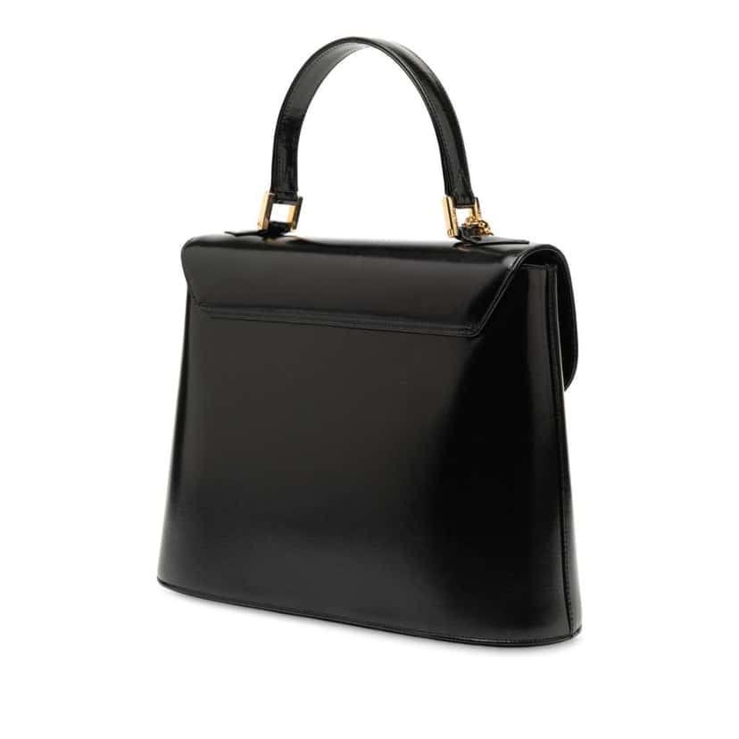 Saint Laurent Leather Logo Charm Top Handle Bag Black Leather Good condition - Back View