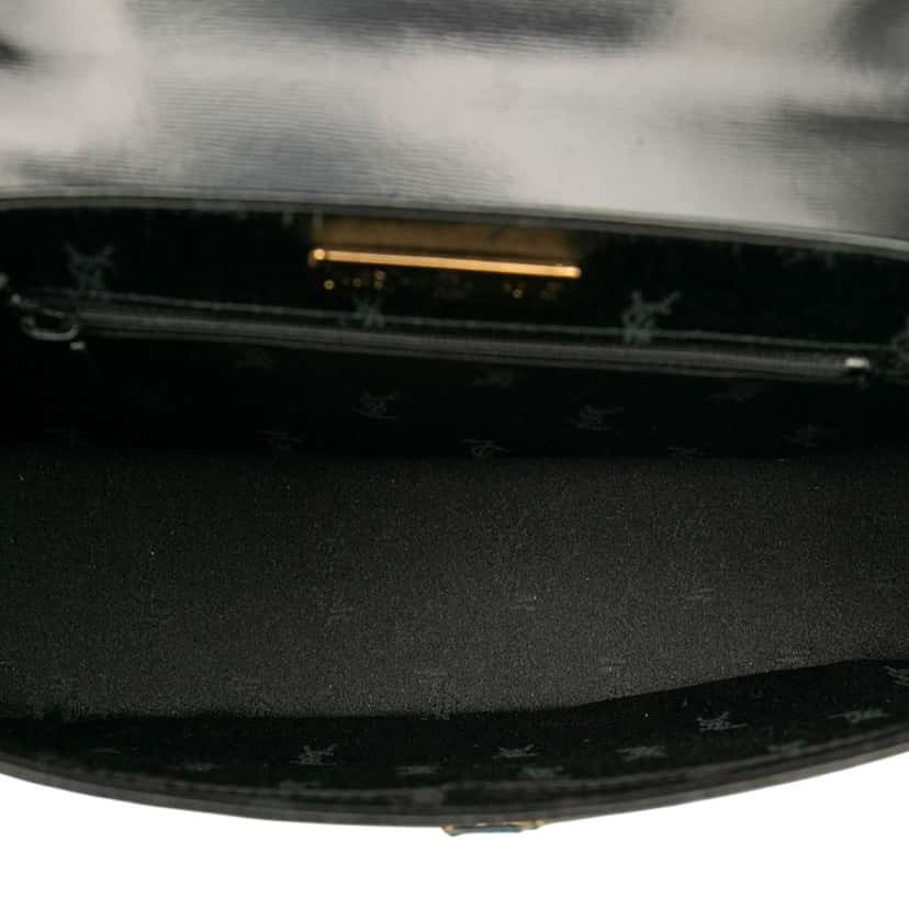 Saint Laurent Leather Logo Charm Top Handle Bag Black Leather Good condition - Model View