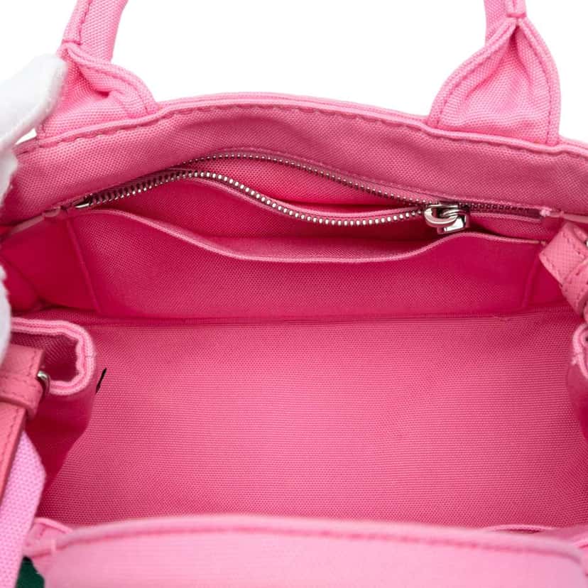 Prada Small Canvas Canapa Desert Motif Patch Satchel Pink Canvas Good condition - Model View