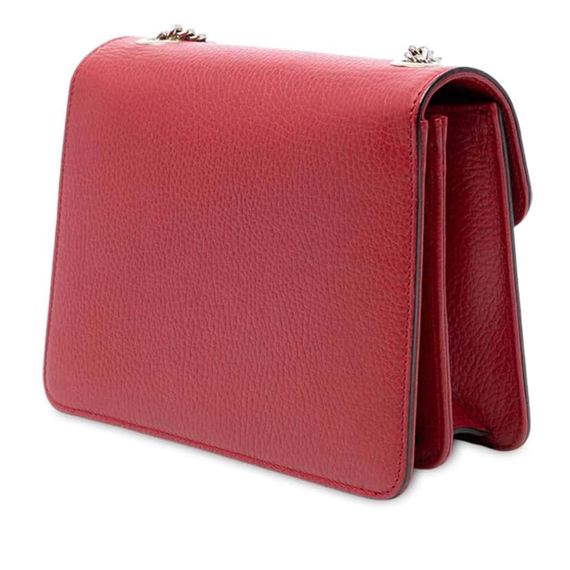 Gucci Small Dollar Calfskin Interlocking G Crossbody Red Leather Good condition - Back View