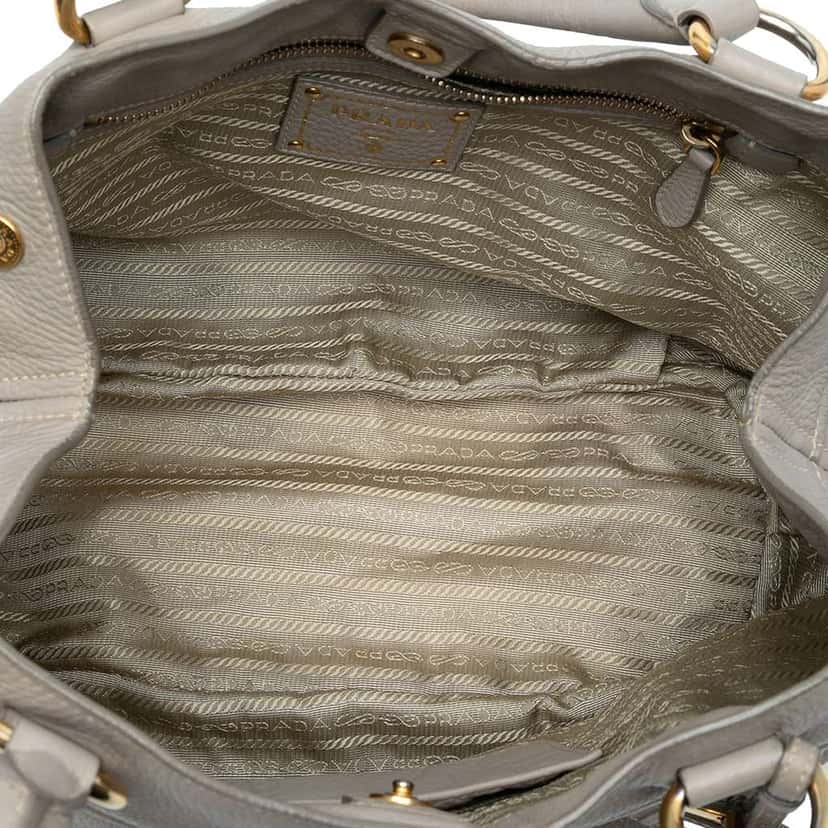 Prada Vitello Daino Open Convertible Tote Grey Leather Good condition - Model View
