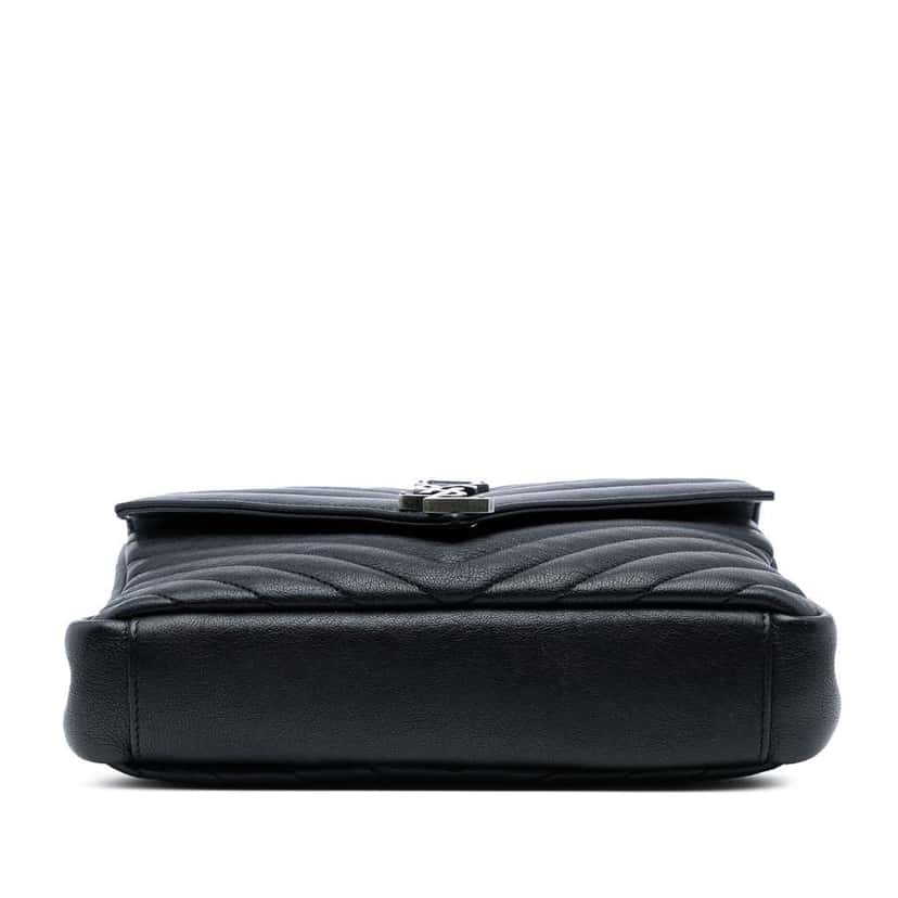 Saint Laurent Medium Quilted Chevron Sheepskin College Satchel Black Leather Good condition - Inside View