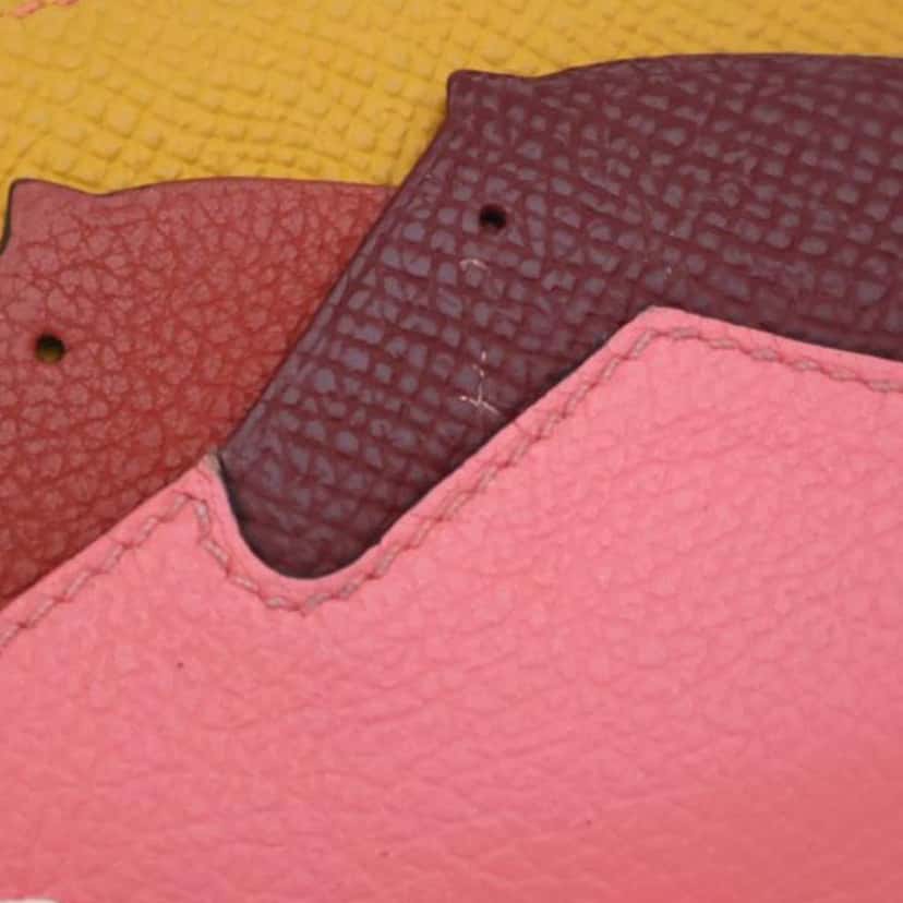 Hermès Evercolor and Epsom Les Petits Chevaux Card Holder Pink Leather Good condition - Box View