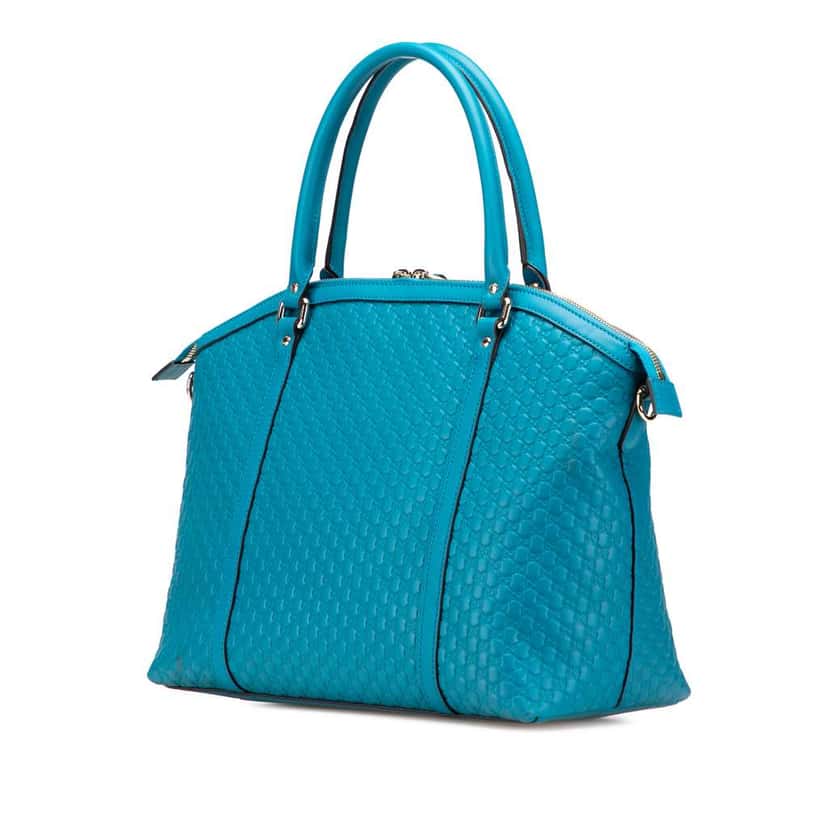 Gucci Large Microguccissima Dome Satchel Blue Leather Good condition - Back View