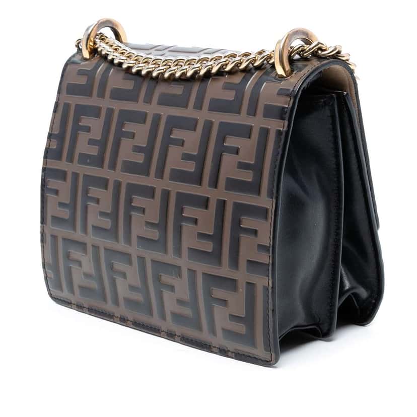 Fendi Small Zucca Embossed Leather Kan U Crossbody Brown Leather Good condition - Back View