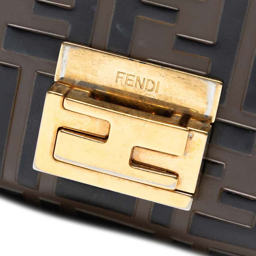 Fendi Small Zucca Embossed Leather Kan U Crossbody Brown Leather Good condition - Box View
