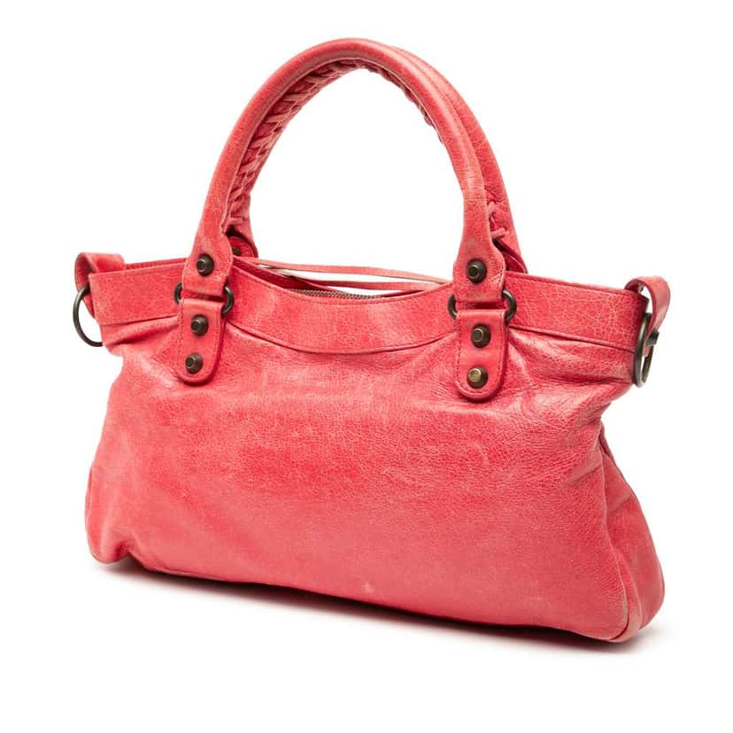 Balenciaga Lambskin Motocross Classic First Satchel Red Leather Good condition - Back View