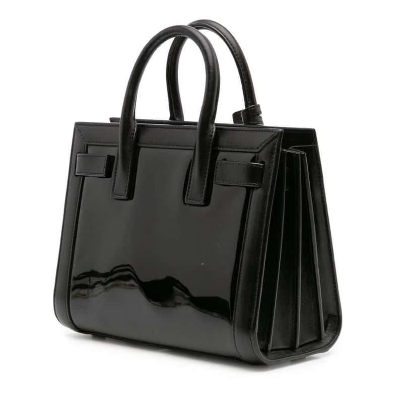 Saint Laurent Nano Patent and Calfskin Sac de Jour Satchel Black Leather Good condition - Back View