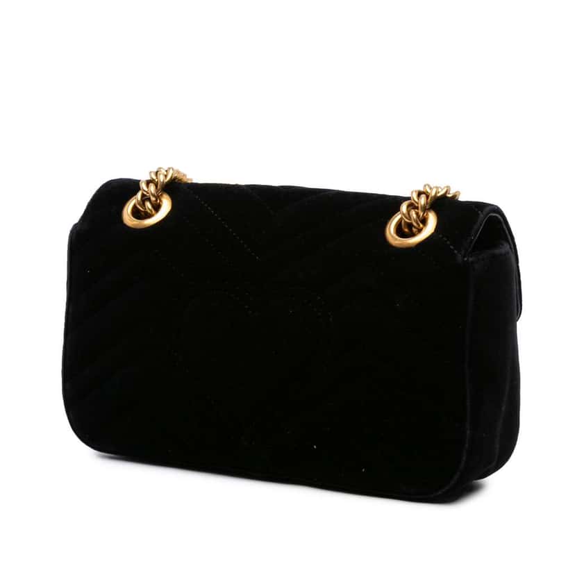 Gucci Small GG Marmont Matelasse Velvet Shoulder Bag Black Velvet Good condition - Back View