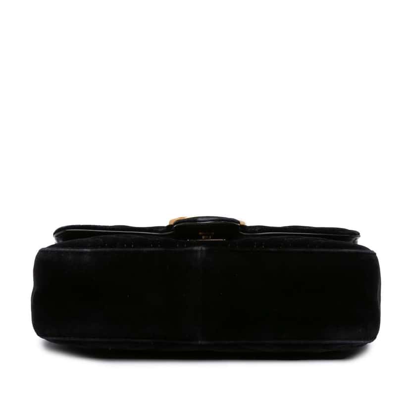 Gucci Small GG Marmont Matelasse Velvet Shoulder Bag Black Velvet Good condition - Inside View