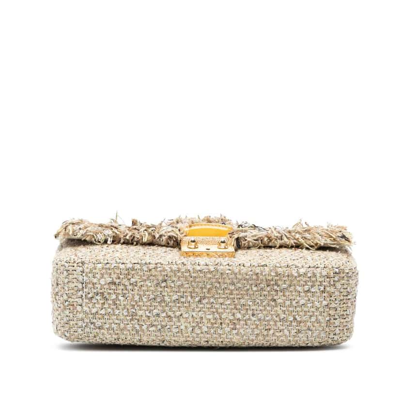 Dior New Rock Tweed and Rhinestones Chain Shoulder Bag Brown Tweed Good condition - Inside View
