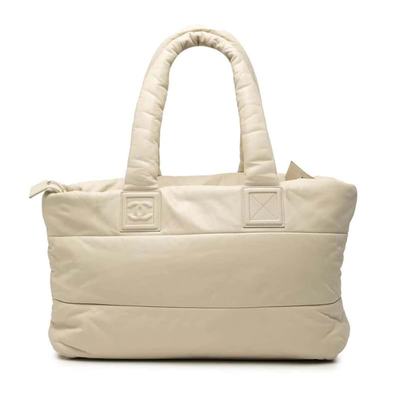 Chanel Medium Lambskin Coco Cocoon Tote White Leather Good condition - Front View