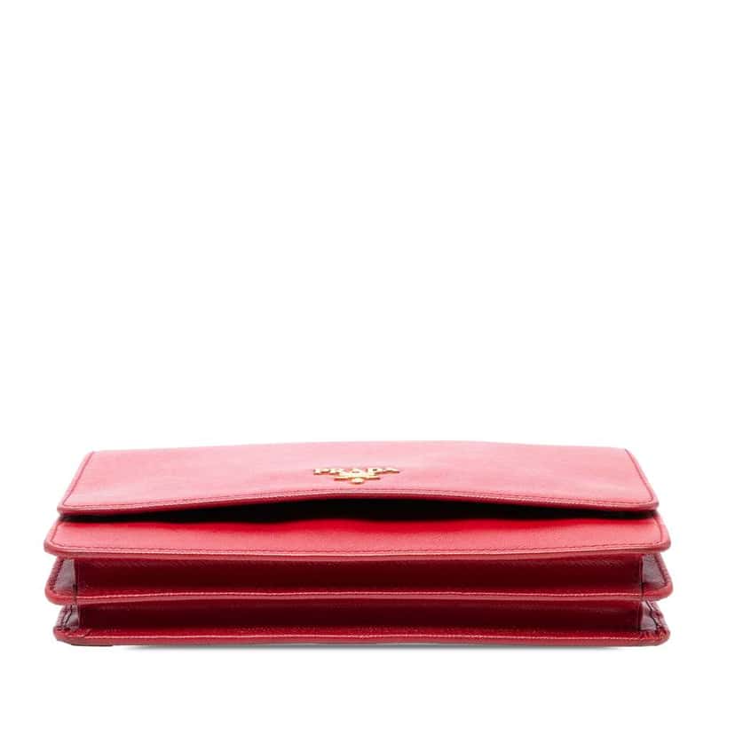 Prada Saffiano Wallet on Strap Red Leather Good condition - Inside View