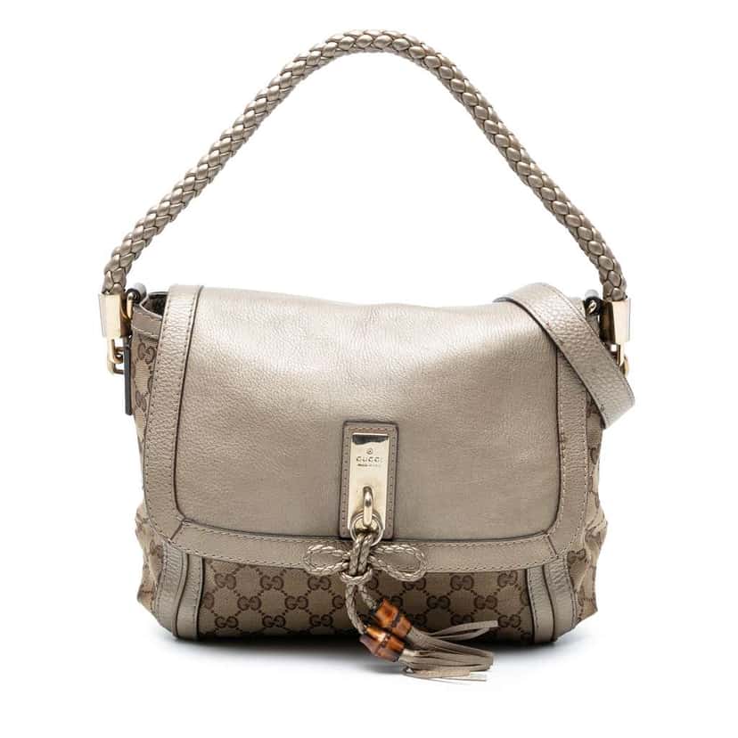 Gucci GG Canvas Bella Flap Satchel Brown Canvas Good condition - Front View