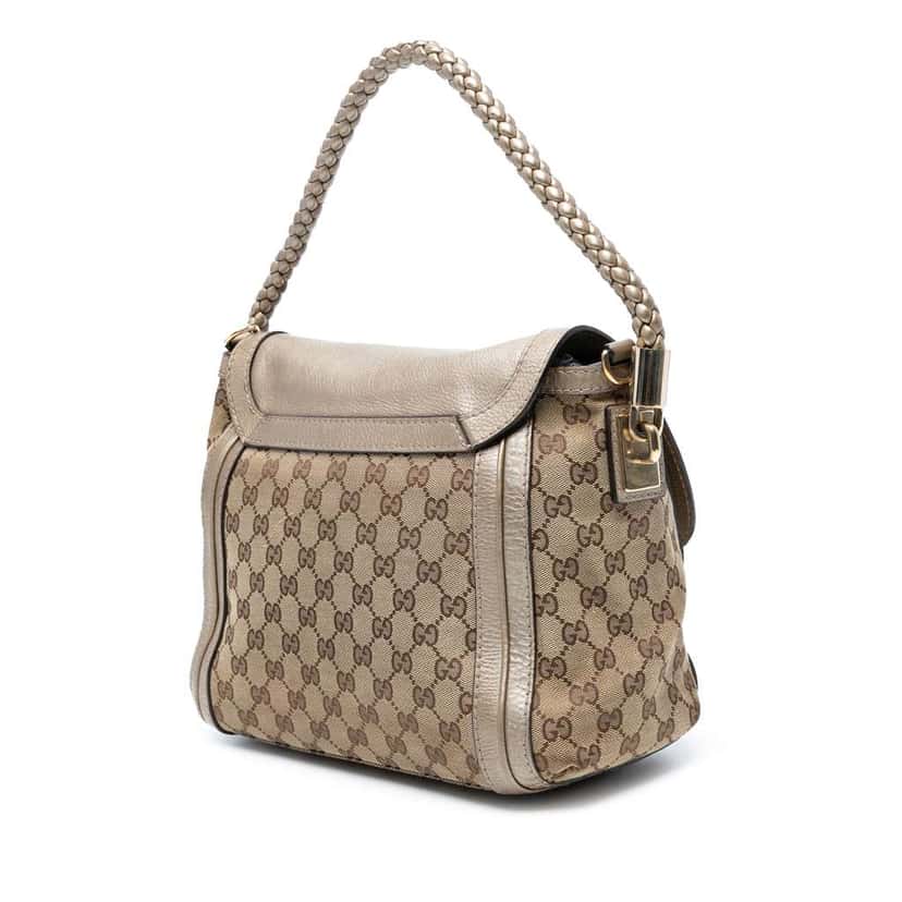 Gucci GG Canvas Bella Flap Satchel Brown Canvas Good condition - Back View