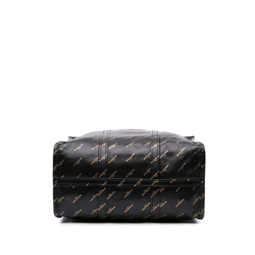 Balenciaga M Lambskin Allover Logo Bazar Shopper Satchel Black Leather Good condition - Inside View