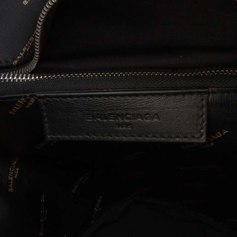 Balenciaga M Lambskin Allover Logo Bazar Shopper Satchel Black Leather Good condition - Box View