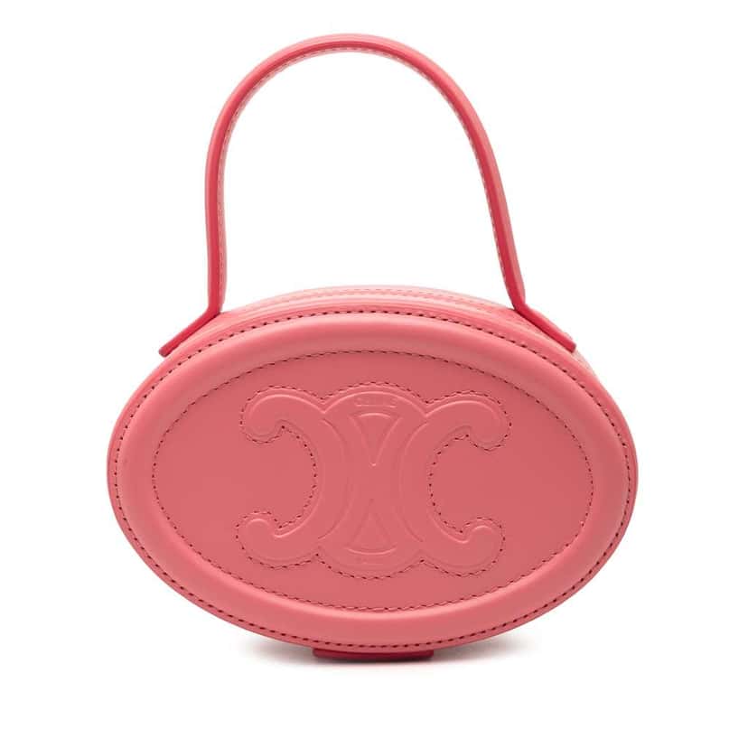 Celine Calfskin Cuir Triomphe Oval Handbag Pink Leather Good condition - Front View