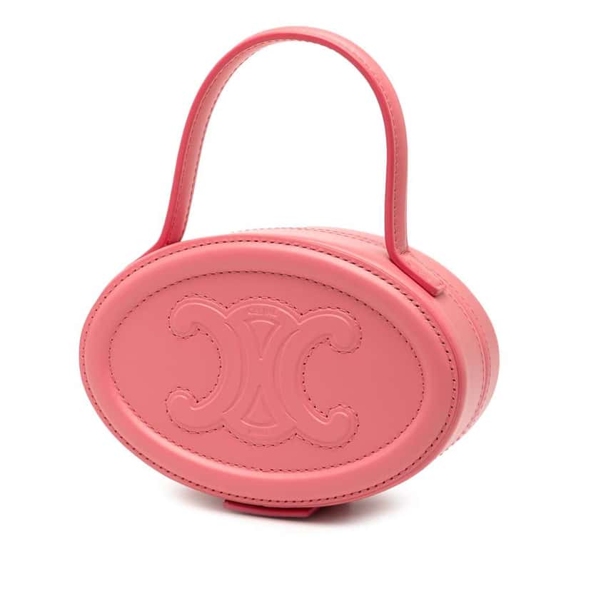 Celine Calfskin Cuir Triomphe Oval Handbag Pink Leather Good condition - Back View