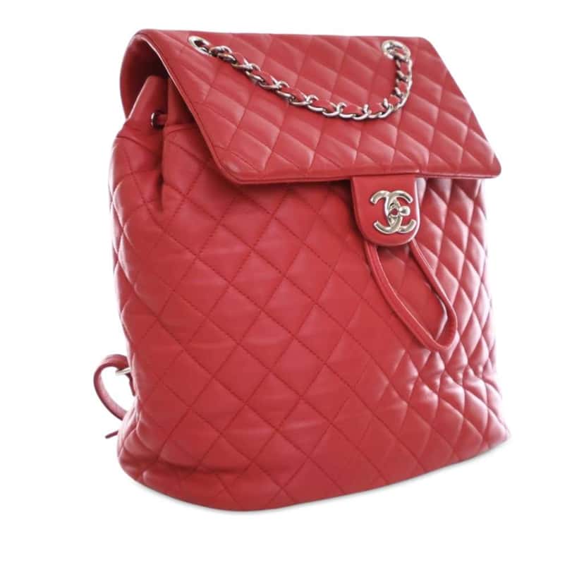 Chanel Medium Lambskin Urban Spirit Backpack Red Leather Good condition - Back View