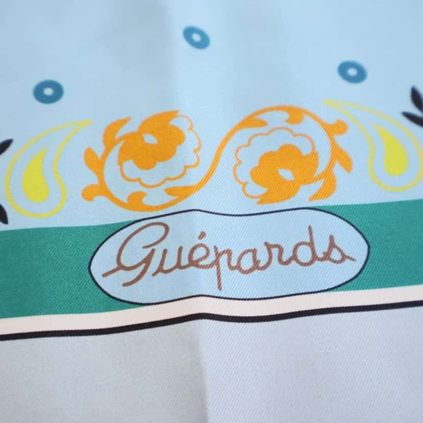 Hermès Guepards Bandana Double Face Silk Scarf Blue Silk Good condition - Back View