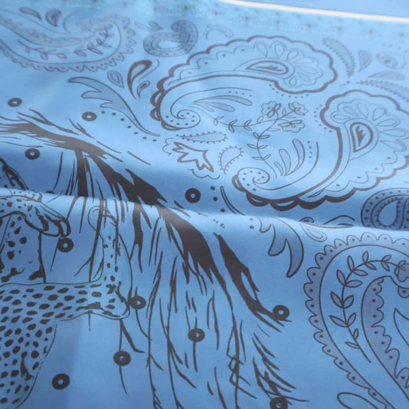 Hermès Guepards Bandana Double Face Silk Scarf Blue Silk Good condition - Model View