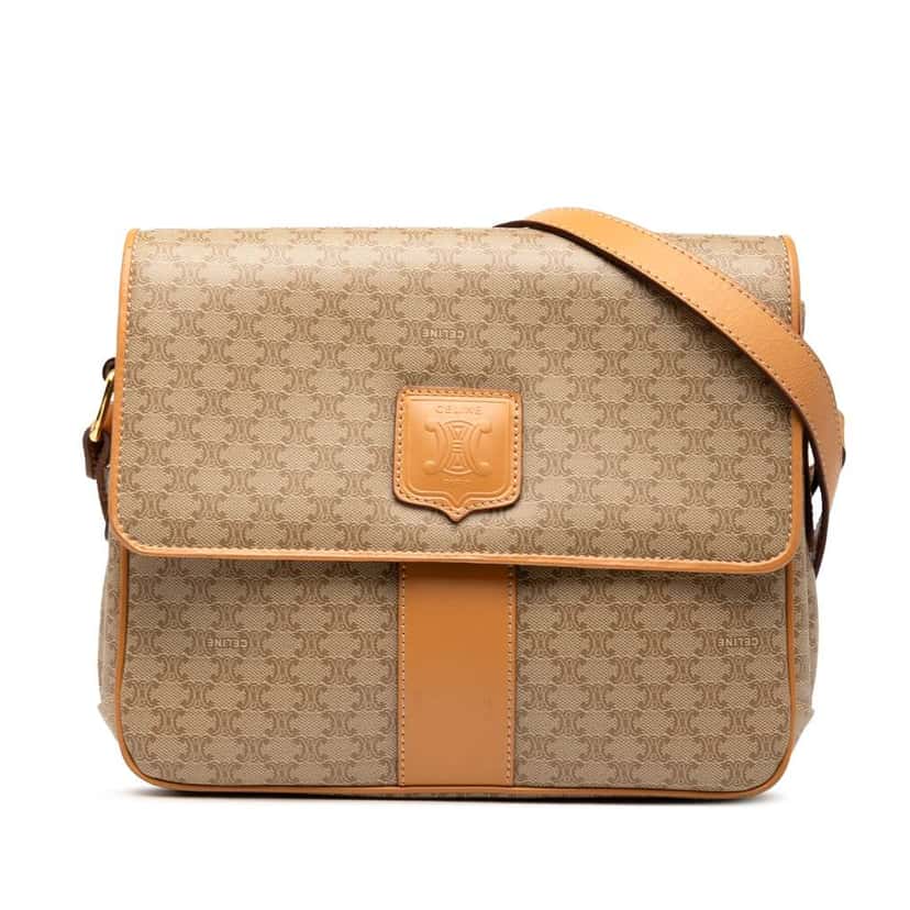 Celine Macadam Coated Canvas Crossbody Brown Canvas Good condition - Front View