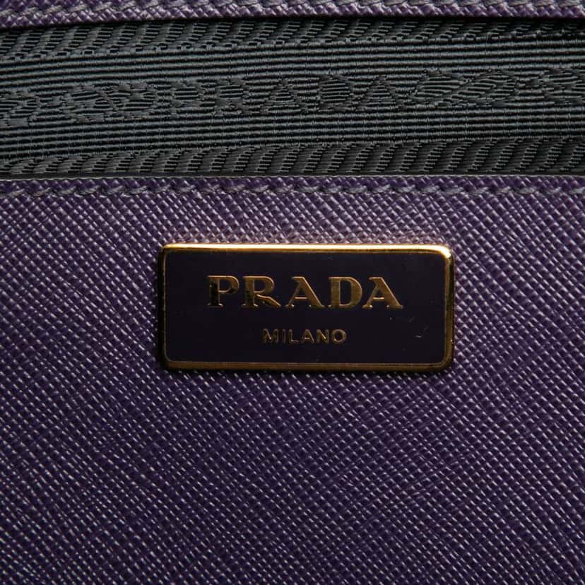Prada Medium Bicolor Saffiano Lux Galleria Double Zip Satchel Purple Leather Good condition - Box View