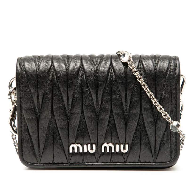 Miu Miu Mini Matelasse Nappa Miu Delice Crossbody Black Leather Good condition - Front View