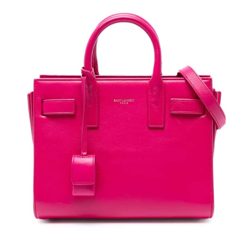 Saint Laurent Nano Leather Sac De Jour Satchel Pink Leather Good condition - Front View