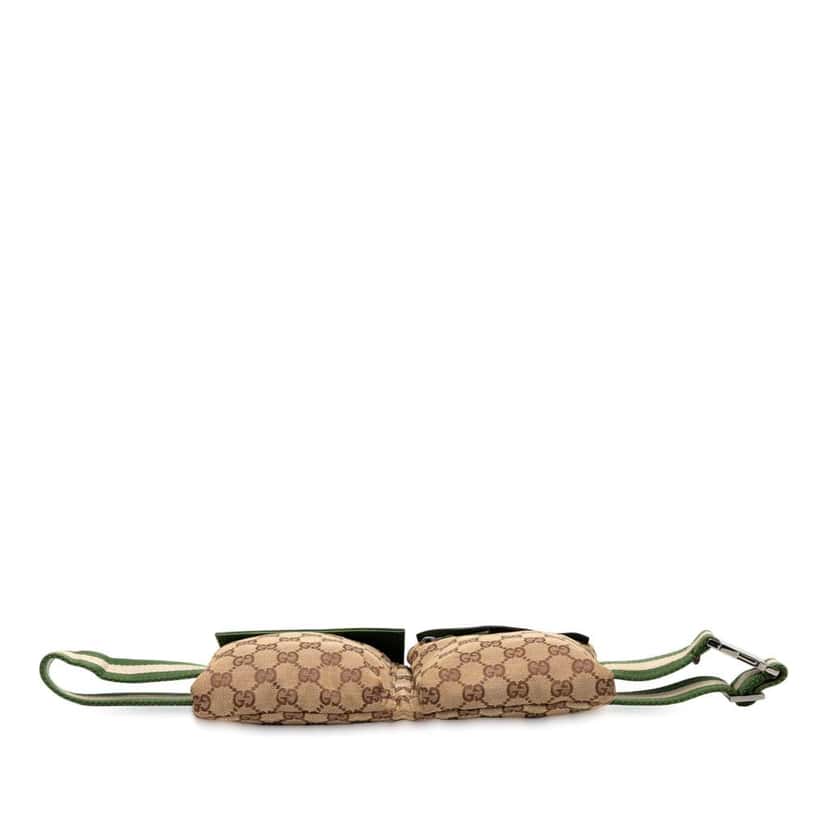 Gucci GG Canvas Web Double Pocket Belt Bag Brown Canvas Good condition - Inside View