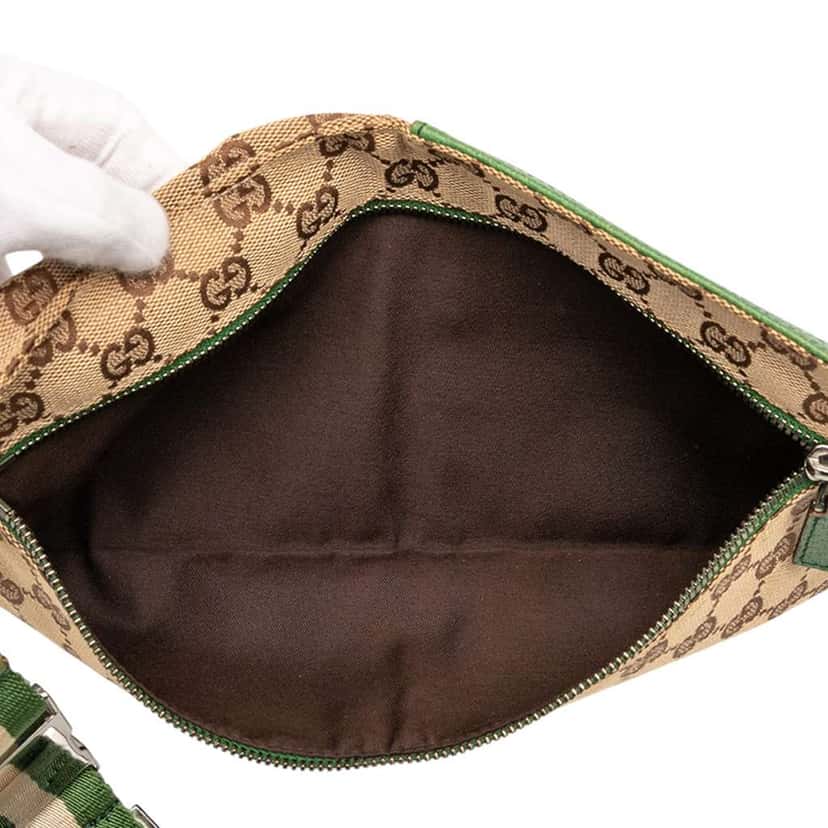 Gucci GG Canvas Web Double Pocket Belt Bag Brown Canvas Good condition - Model View