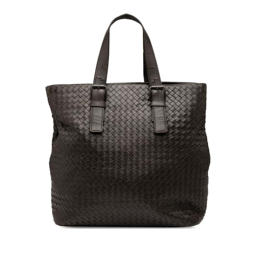 Bottega Veneta Nappa Intrecciato Belted Tote Brown Leather Good condition - Front View