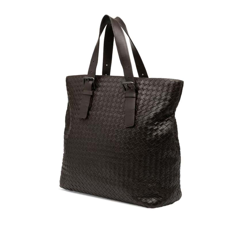 Bottega Veneta Nappa Intrecciato Belted Tote Brown Leather Good condition - Back View