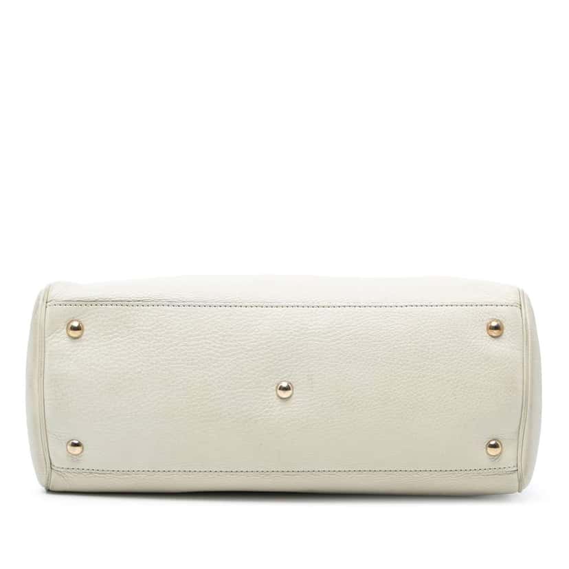 Gucci Medium Calfskin Bamboo Shopper Satchel White Leather Good condition - Inside View