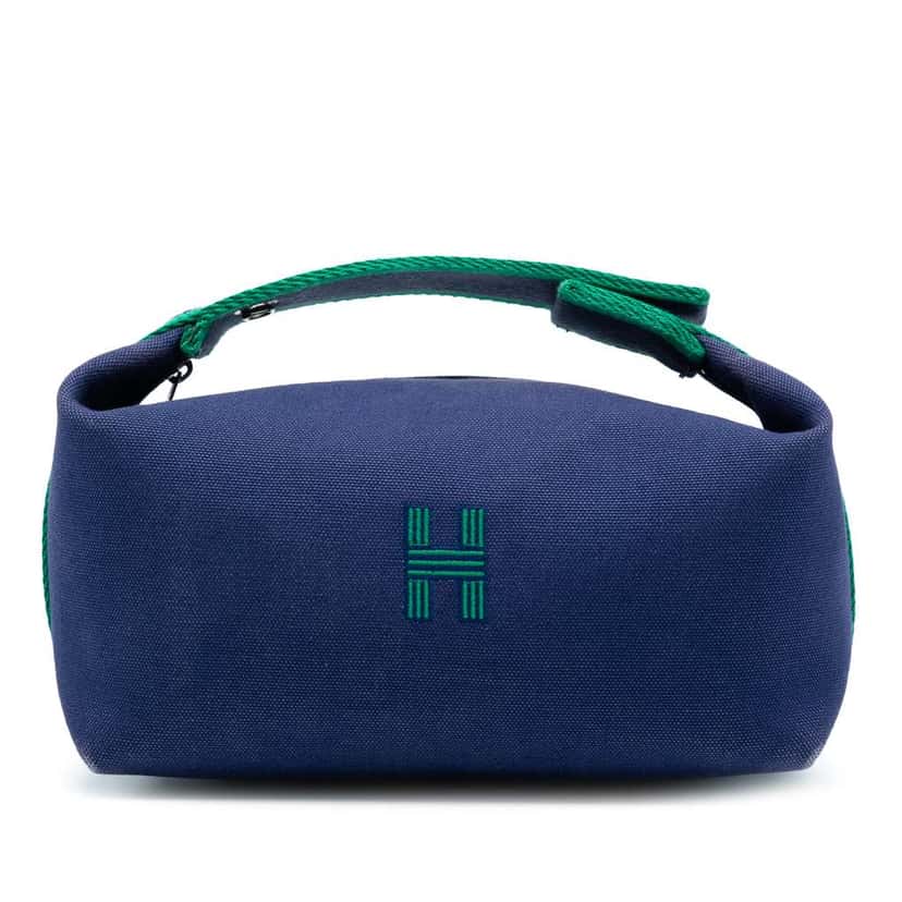 Hermès Small Canvas Bride A Brac Case Blue Canvas Good condition - Front View